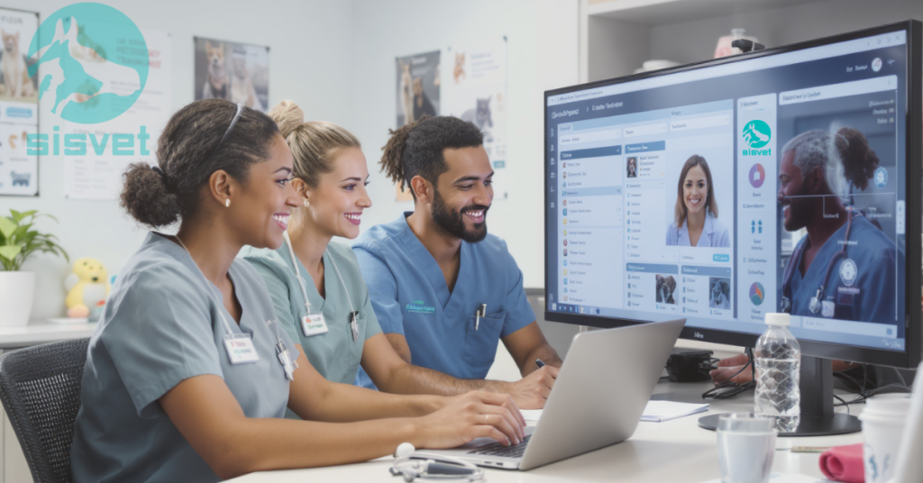 Equipe recebendo treinamento online